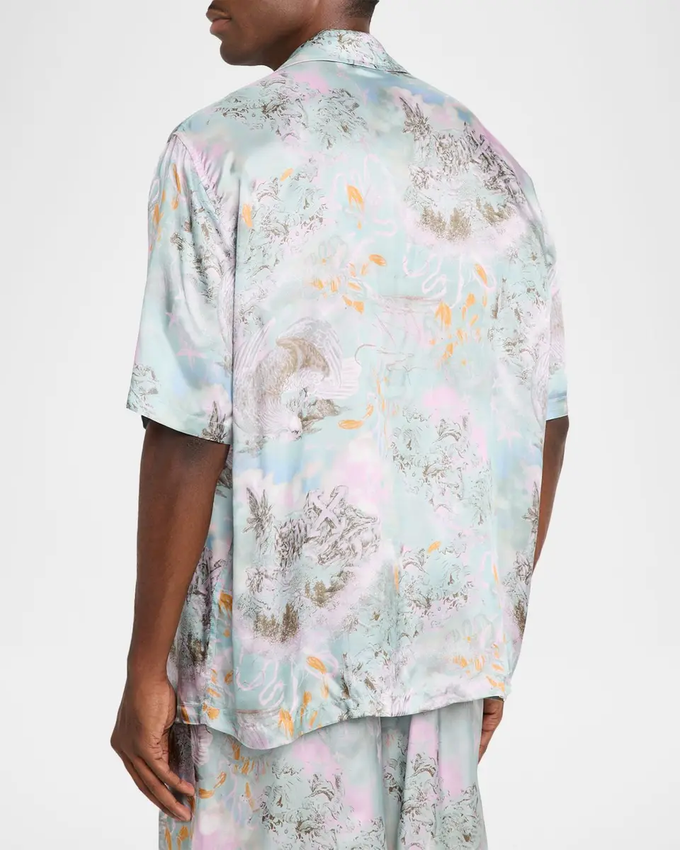 Off-White Men's Land Sky Viscose Short-Sleeve Shirt | Thumbnail 3 Off-White Men's Land Sky Viscose Short-Sleeve Shirt | Thumbnail 3