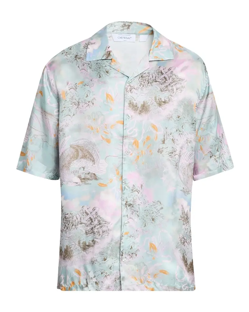 Off-White Men's Land Sky Viscose Short-Sleeve Shirt | Image 1 Off-White Men's Land Sky Viscose Short-Sleeve Shirt | Image 1