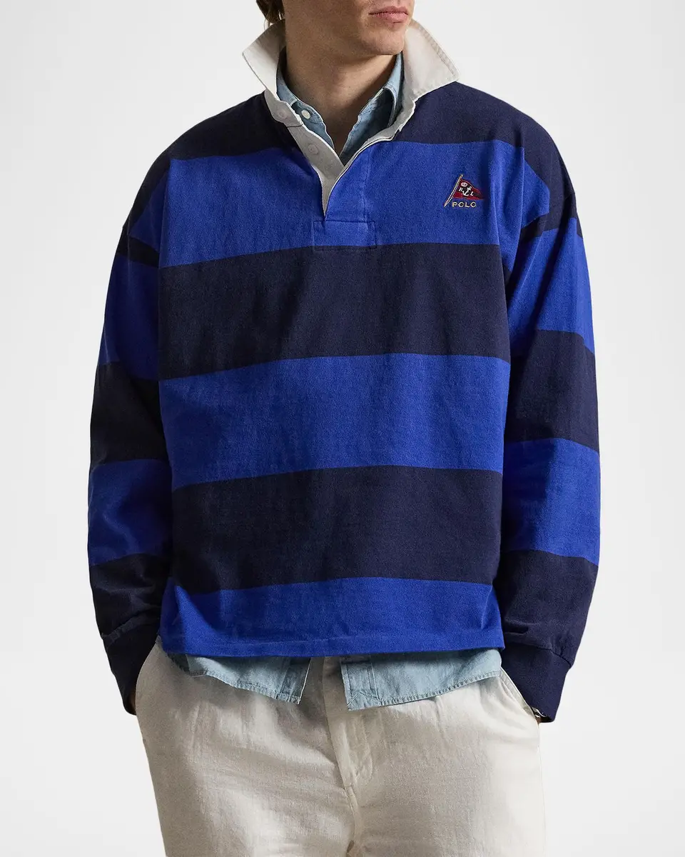 Polo Ralph Lauren Men's Stripe Jersey Rugby Shirt | Thumbnail 4