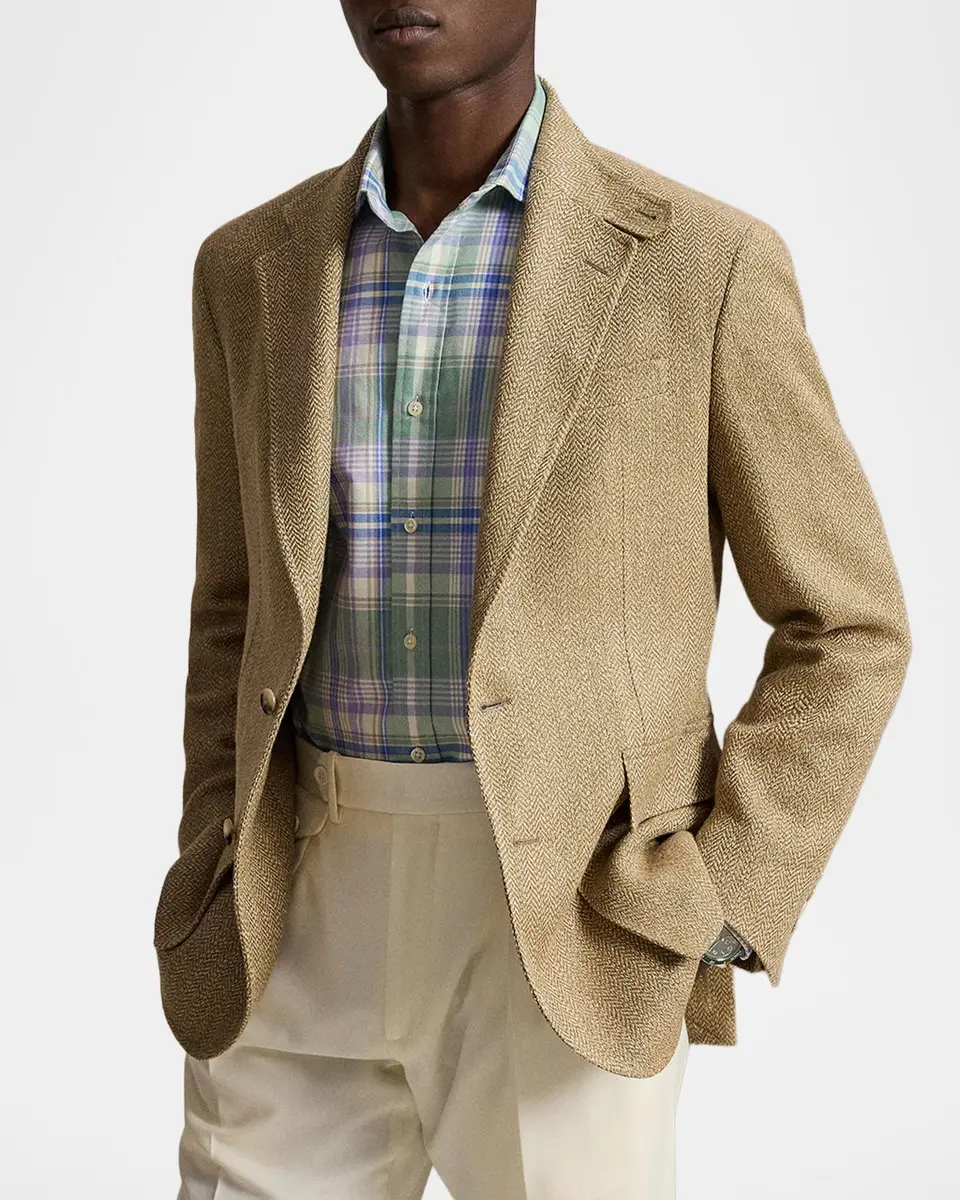 Polo Ralph Lauren Men's Herringbone Linen Blend Single-Breasted Sport Coat | Thumbnail 4 Polo Ralph Lauren Men's Herringbone Linen Blend Single-Breasted Sport Coat | Thumbnail 4