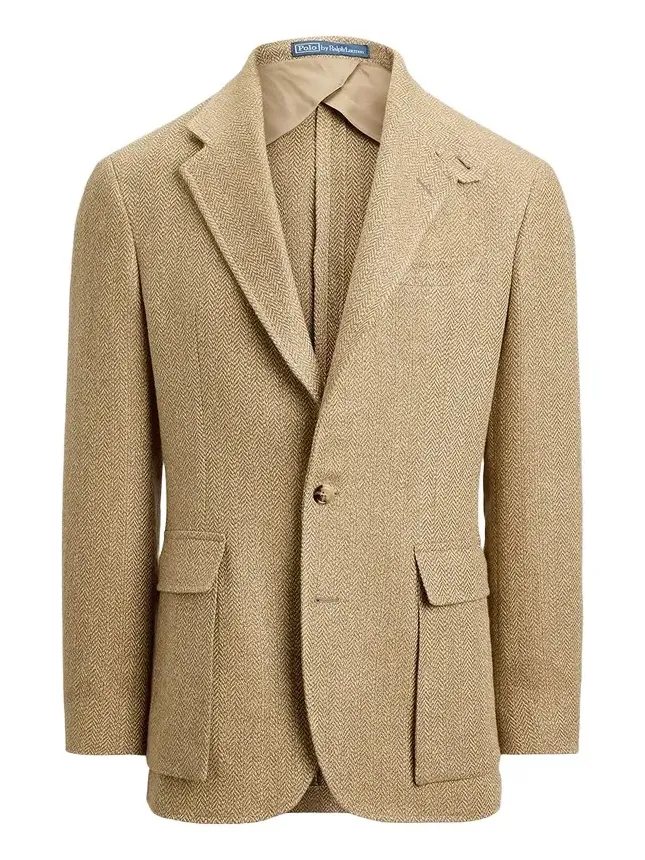 Men's Herringbone Linen Blend Single-Breasted Sport Coat