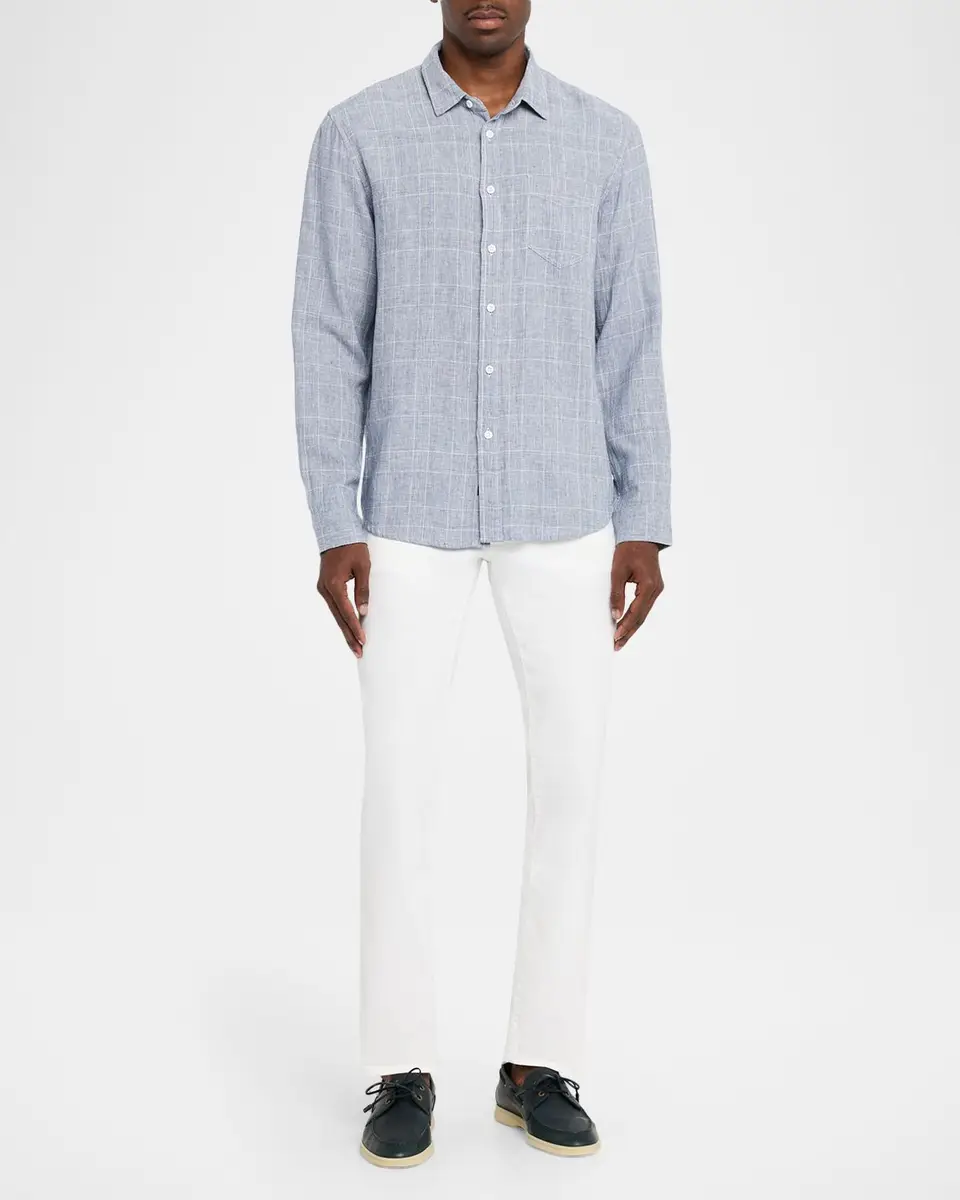 RAILS Men's Linen and Cotton Windowpane Plaid Button-Down Shirt | Thumbnail 2 RAILS Men's Linen and Cotton Windowpane Plaid Button-Down Shirt | Thumbnail 2
