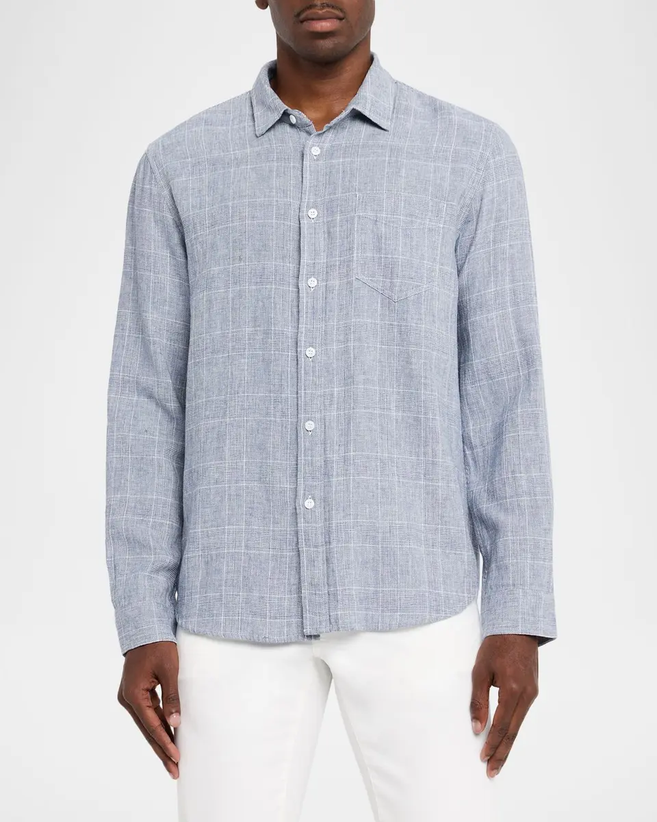 RAILS Men's Linen and Cotton Windowpane Plaid Button-Down Shirt | Thumbnail 4 RAILS Men's Linen and Cotton Windowpane Plaid Button-Down Shirt | Thumbnail 4