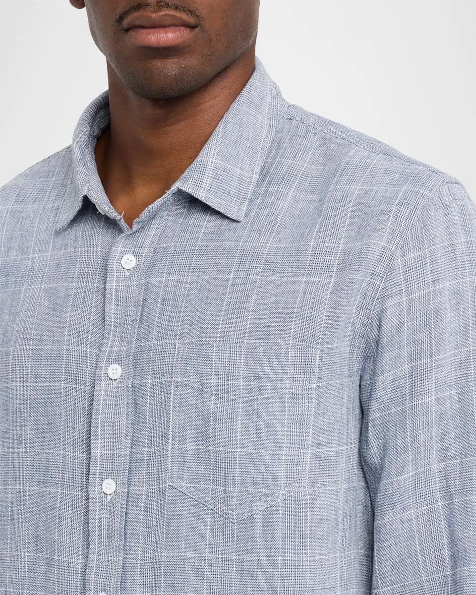 RAILS Men's Linen and Cotton Windowpane Plaid Button-Down Shirt | Thumbnail 5 RAILS Men's Linen and Cotton Windowpane Plaid Button-Down Shirt | Thumbnail 5