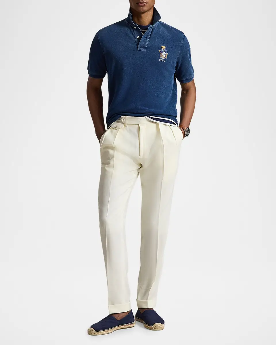 Polo Ralph Lauren Men's Mesh Knit Embroidered-Bear Cotton Polo Shirt | Thumbnail 2