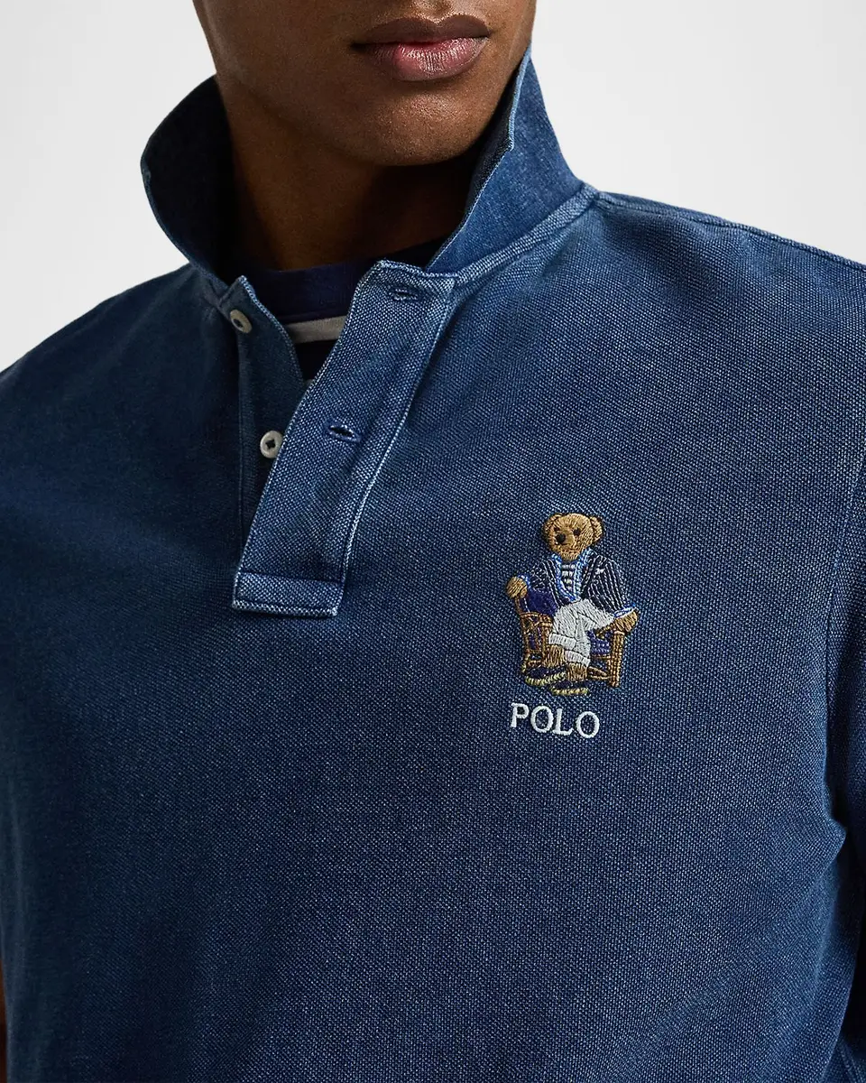 Polo Ralph Lauren Men's Mesh Knit Embroidered-Bear Cotton Polo Shirt | Thumbnail 5
