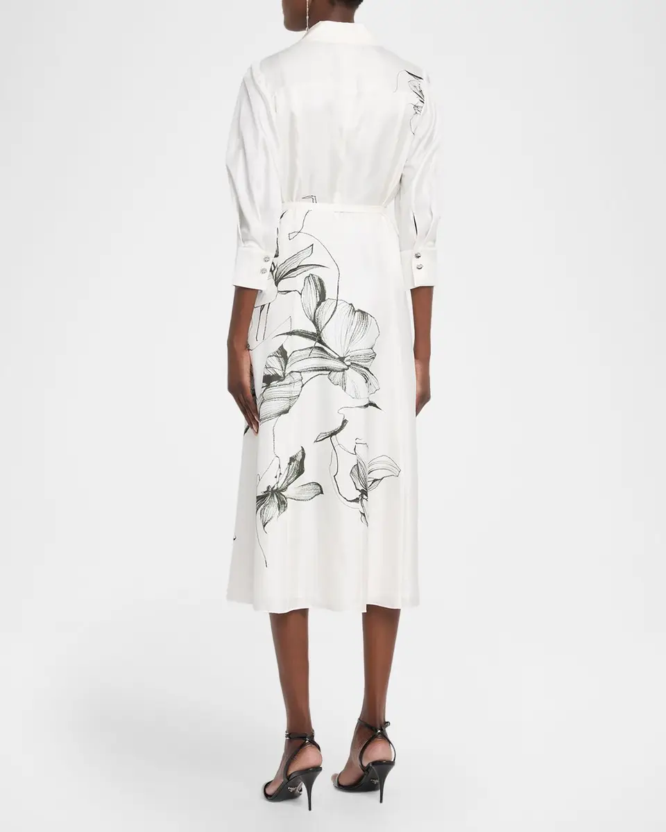Jason Wu Collection Shadow Floral Silk Belted Midi Shirtdress | Thumbnail 3 Jason Wu Collection Shadow Floral Silk Belted Midi Shirtdress | Thumbnail 3