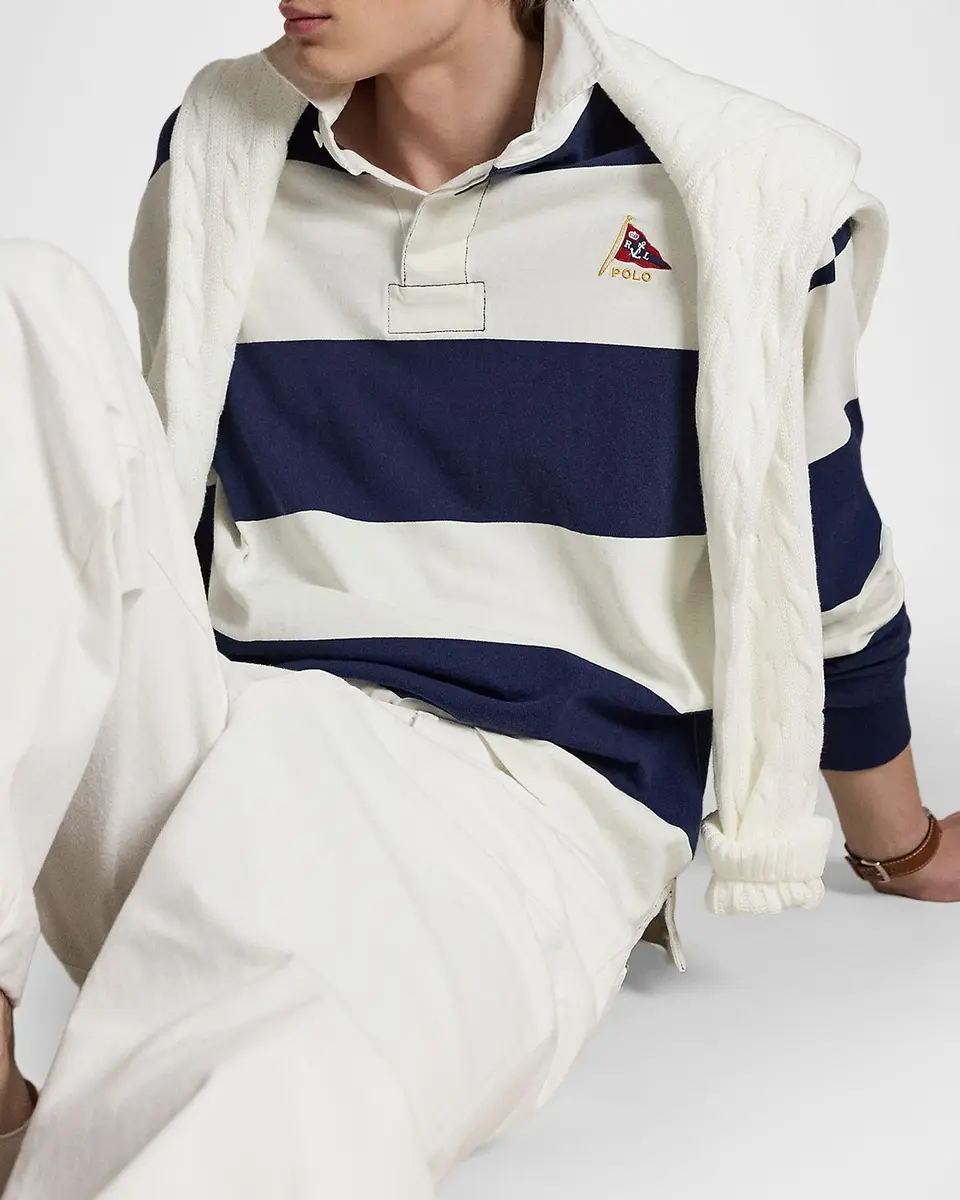 Polo Ralph Lauren Men's Stripe Jersey Rugby Shirt | Thumbnail 9