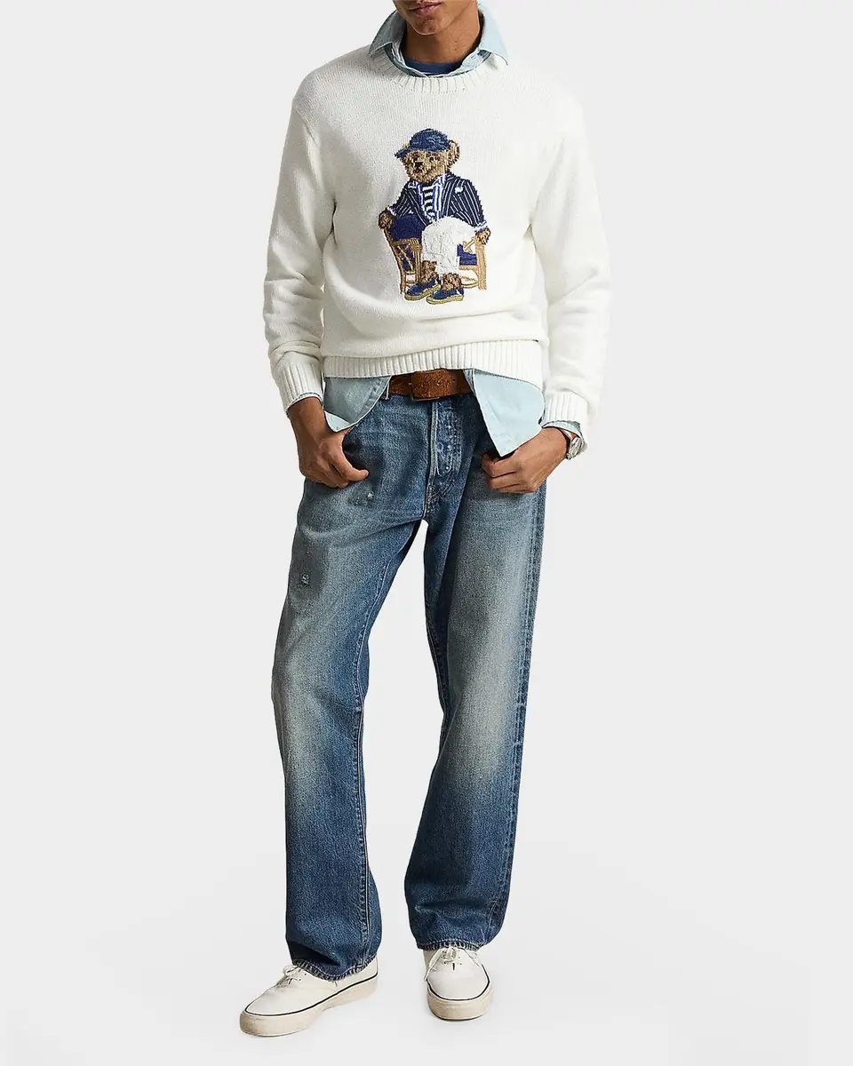 Polo Ralph Lauren Men's Cotton Knit Polo Bear Crewneck Sweater | Thumbnail 2 Polo Ralph Lauren Men's Cotton Knit Polo Bear Crewneck Sweater | Thumbnail 2