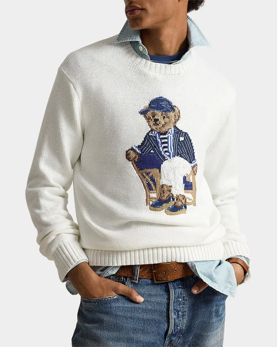 Polo Ralph Lauren Men's Cotton Knit Polo Bear Crewneck Sweater | Thumbnail 4 Polo Ralph Lauren Men's Cotton Knit Polo Bear Crewneck Sweater | Thumbnail 4