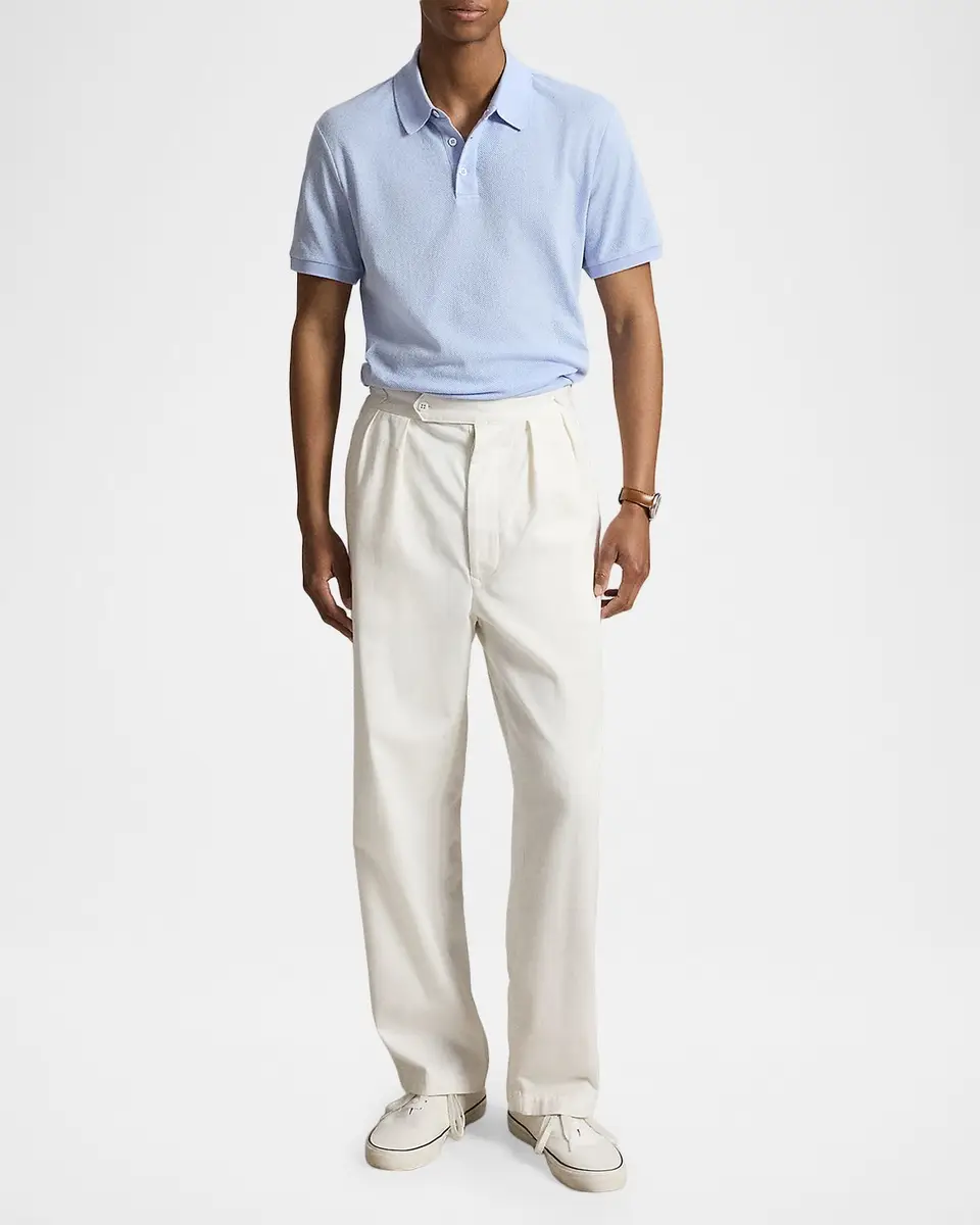 Polo Ralph Lauren Men's Pointelle Jersey Knit Polo Shirt | Thumbnail 2 Polo Ralph Lauren Men's Pointelle Jersey Knit Polo Shirt | Thumbnail 2