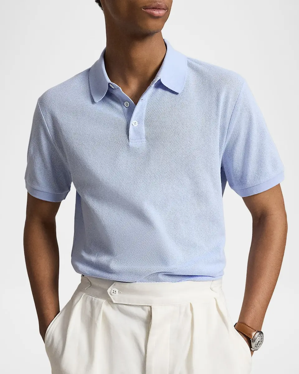 Polo Ralph Lauren Men's Pointelle Jersey Knit Polo Shirt | Thumbnail 4 Polo Ralph Lauren Men's Pointelle Jersey Knit Polo Shirt | Thumbnail 4