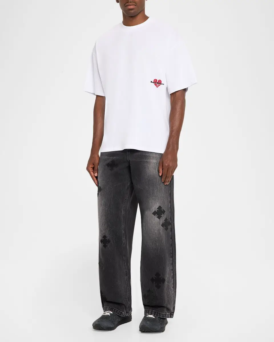 Ksubi Men's Hbl Cotton Embroidered Heart Crewneck T-Shirt | Thumbnail 2