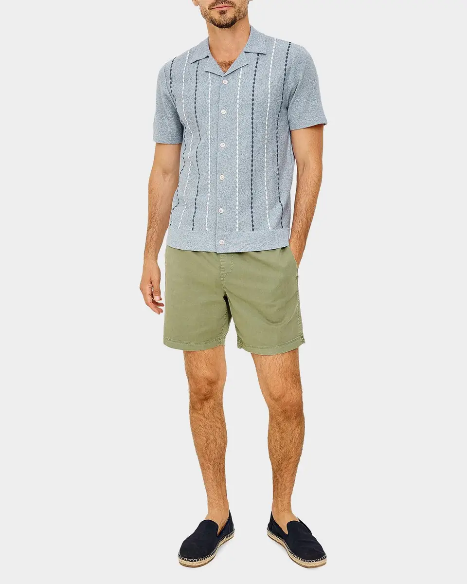 RAILS Men's Richie Knit Embroidered Stripe Short-Sleeve Shirt | Thumbnail 2