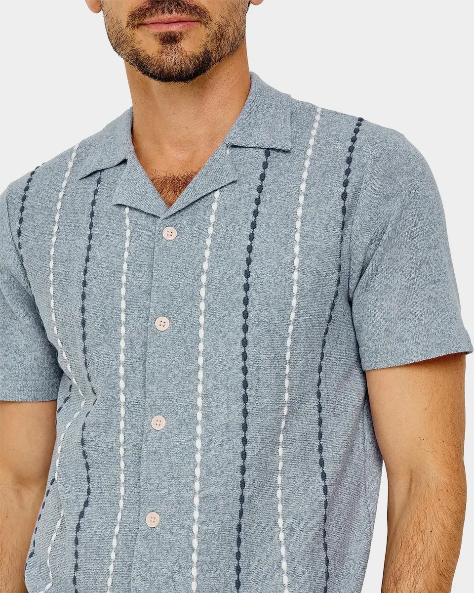 RAILS Men's Richie Knit Embroidered Stripe Short-Sleeve Shirt | Thumbnail 5
