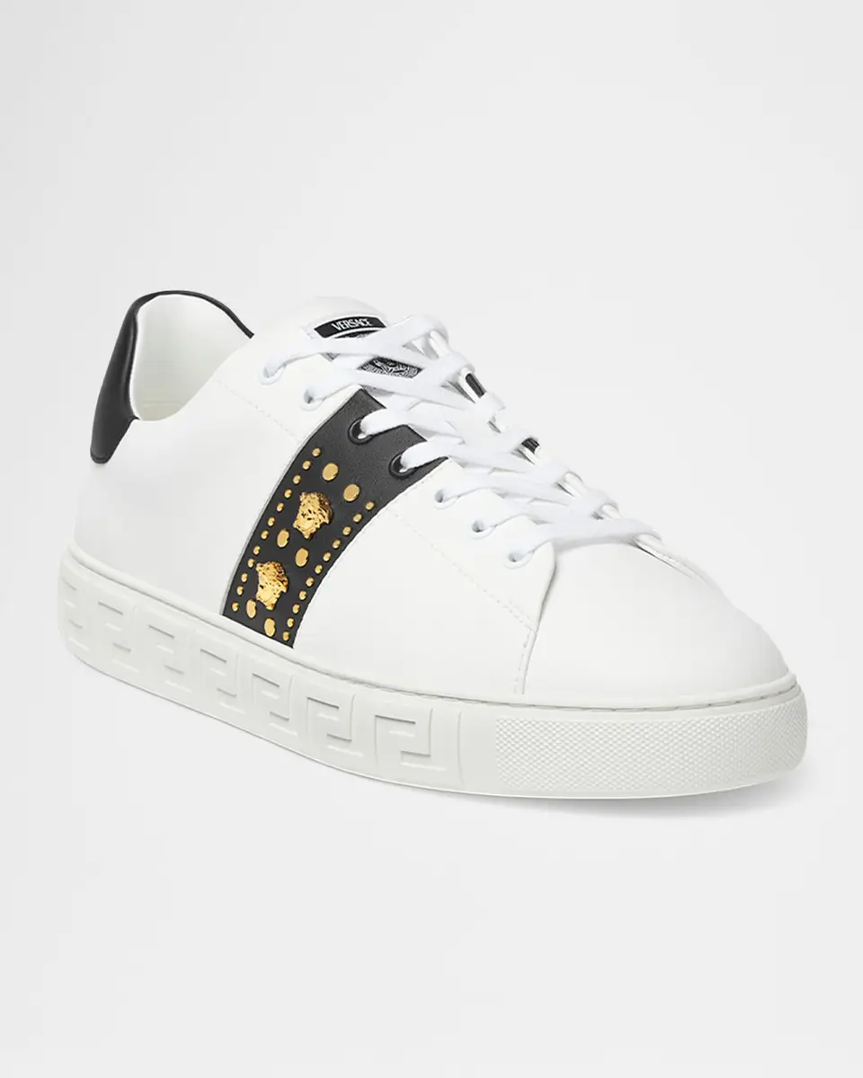 Versace Men's La Greca Leather Low-Top Sneakers | Thumbnail 2 Versace Men's La Greca Leather Low-Top Sneakers | Thumbnail 2