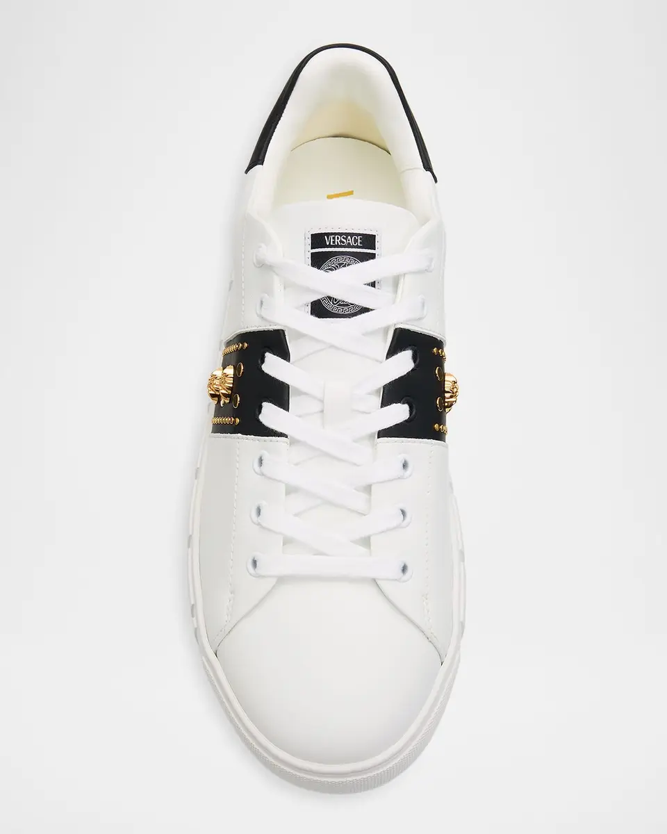 Versace Men's La Greca Leather Low-Top Sneakers | Thumbnail 6 Versace Men's La Greca Leather Low-Top Sneakers | Thumbnail 6