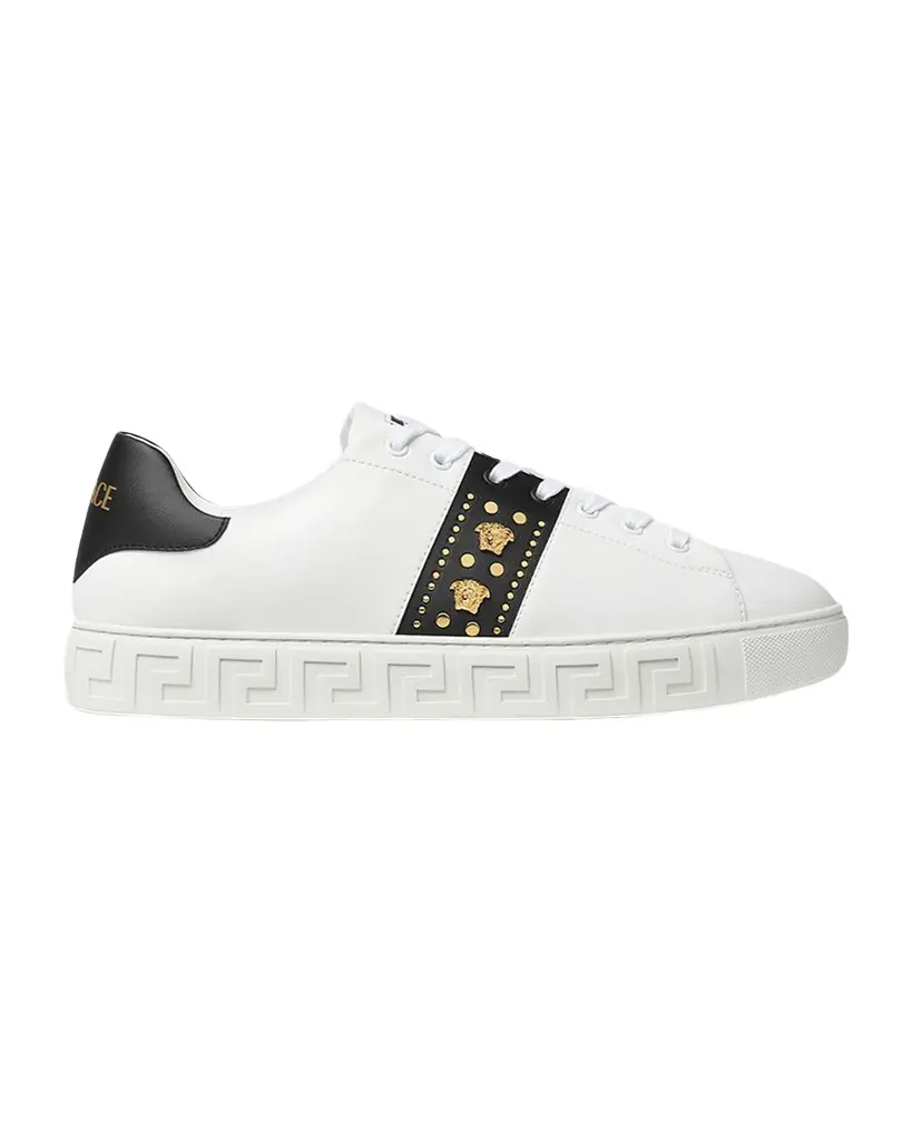 Versace Men's La Greca Leather Low-Top Sneakers | Image 1 Versace Men's La Greca Leather Low-Top Sneakers | Image 1