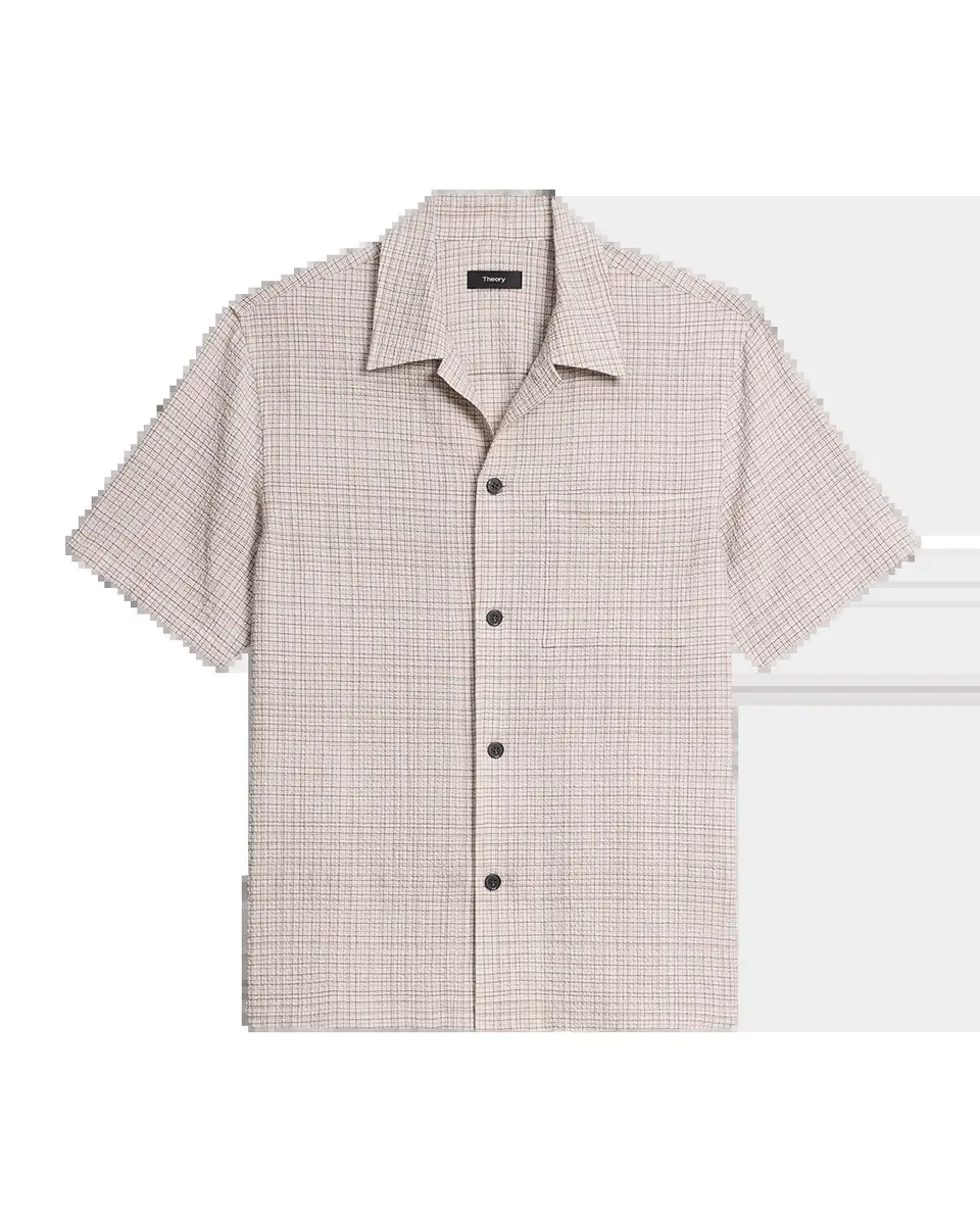 Theory Men's Textured Cotton Crosshatch Short-Sleeve Shirt | Thumbnail 2 Theory Men's Textured Cotton Crosshatch Short-Sleeve Shirt | Thumbnail 2