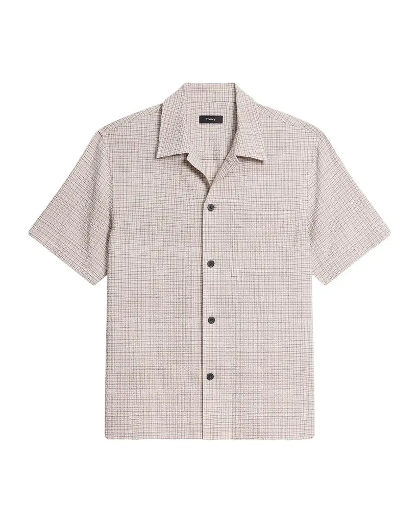 Theory Men's Textured Cotton Crosshatch Short-Sleeve Shirt | Image 1 Theory Men's Textured Cotton Crosshatch Short-Sleeve Shirt | Image 1