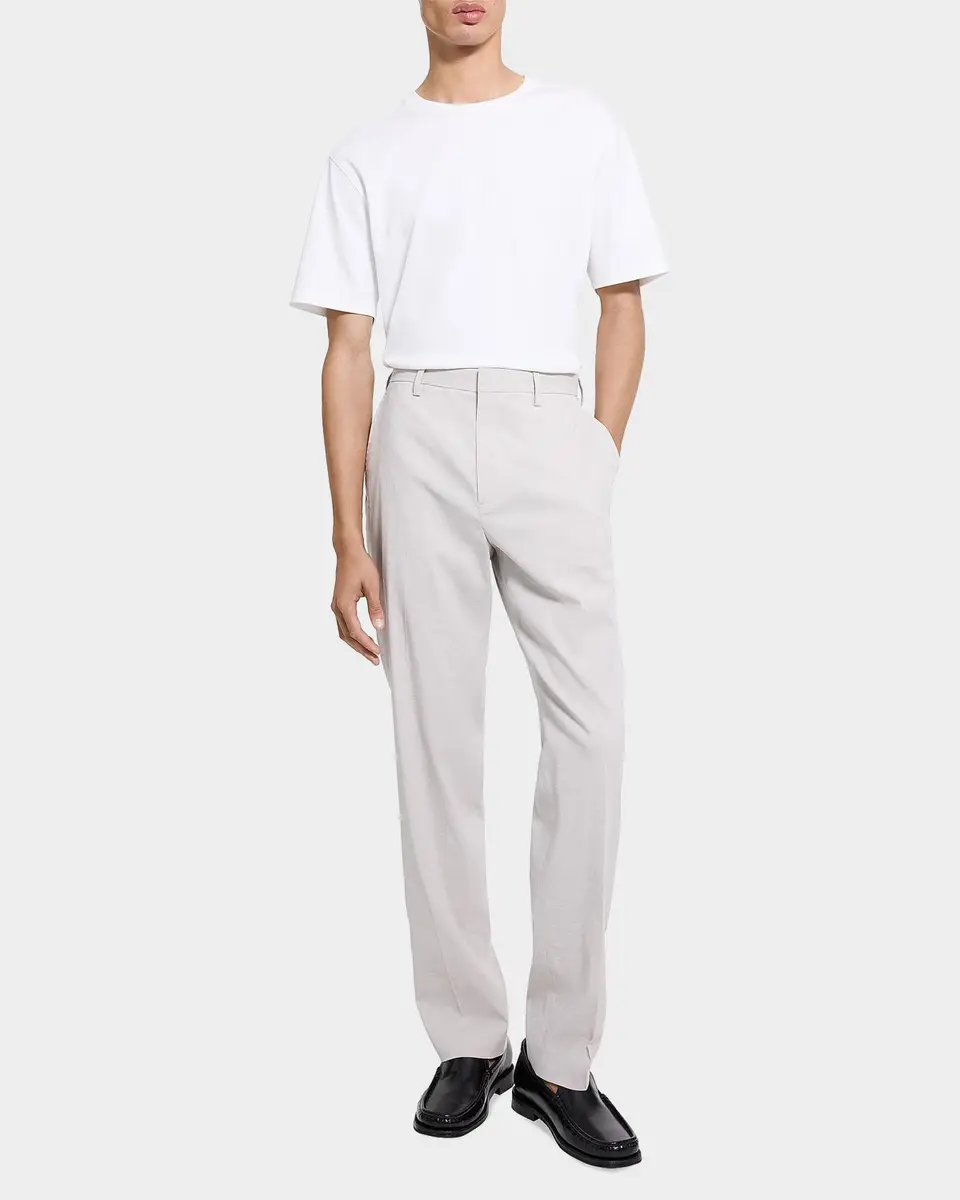Theory Men's Organic Linen Straight Leg Flat-Front Trousers | Thumbnail 2