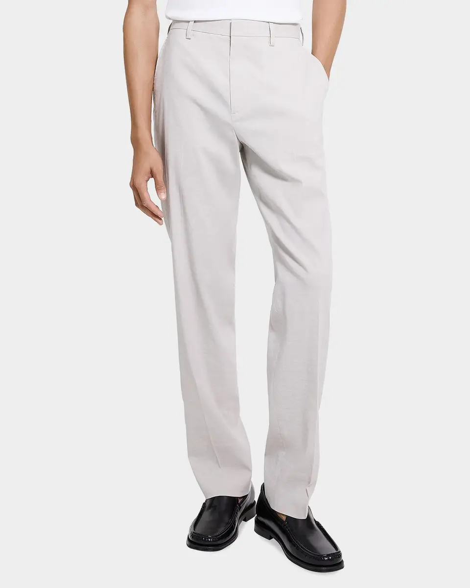 Theory Men's Organic Linen Straight Leg Flat-Front Trousers | Thumbnail 4