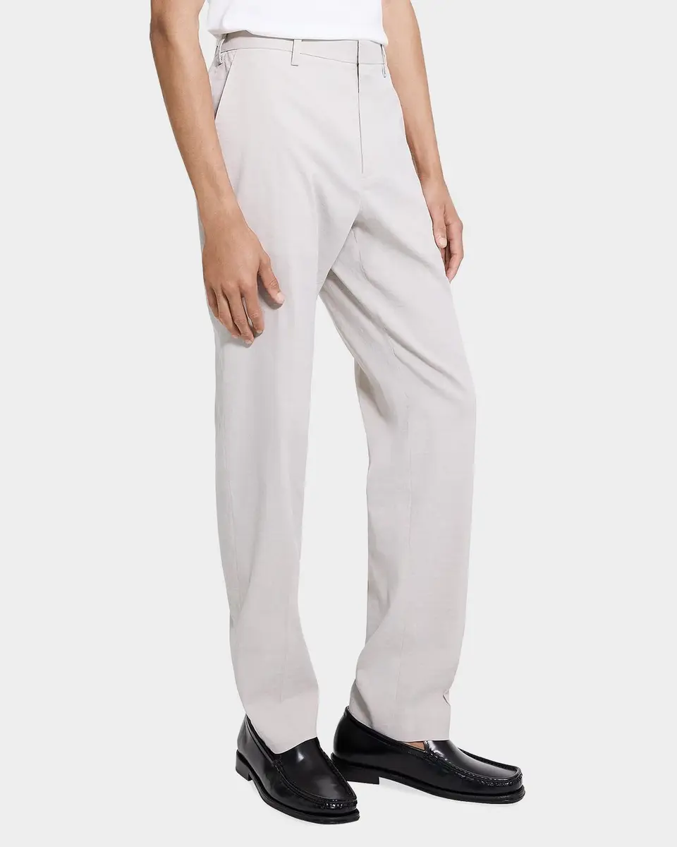 Theory Men's Organic Linen Straight Leg Flat-Front Trousers | Thumbnail 6