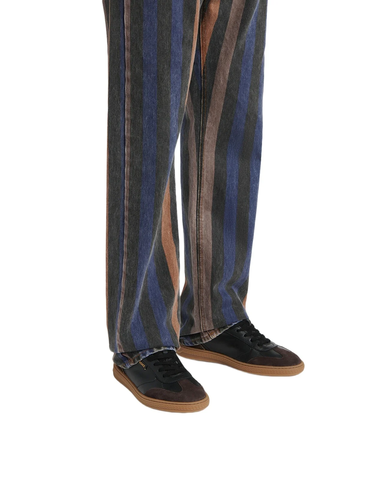 Men's Greca Court Nappa and Suede Sneakers