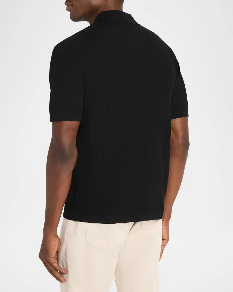 Theory Men's Striple Cable Knit Polo Shirt | Thumbnail 3 Theory Men's Striple Cable Knit Polo Shirt | Thumbnail 3