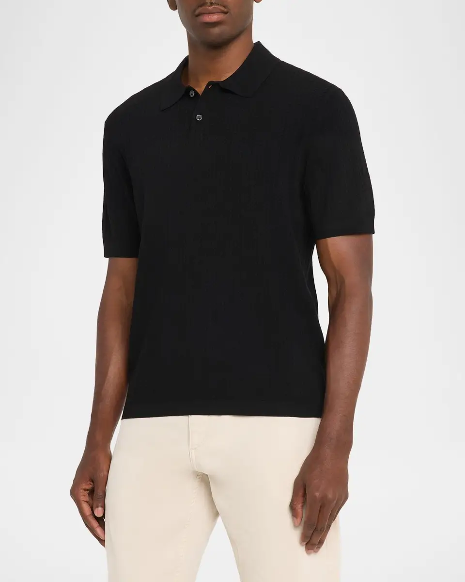 Theory Men's Striple Cable Knit Polo Shirt | Thumbnail 4 Theory Men's Striple Cable Knit Polo Shirt | Thumbnail 4
