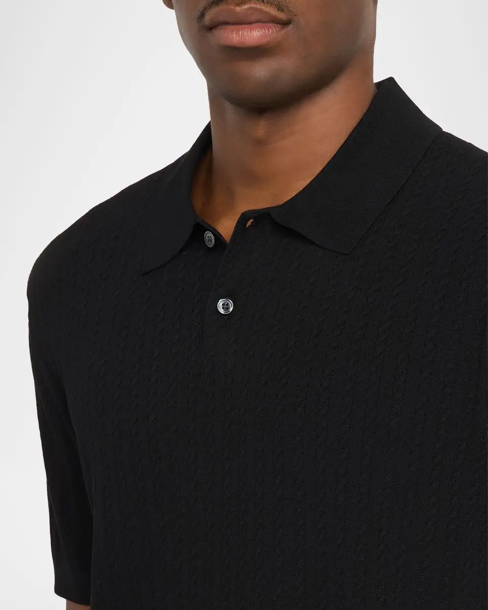 Theory Men's Striple Cable Knit Polo Shirt | Thumbnail 5 Theory Men's Striple Cable Knit Polo Shirt | Thumbnail 5
