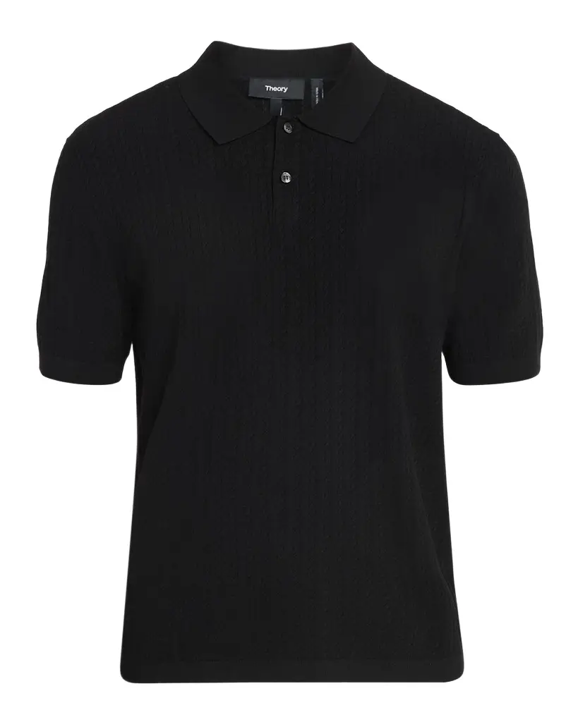 Theory Men's Striple Cable Knit Polo Shirt | Image 1 Theory Men's Striple Cable Knit Polo Shirt | Image 1