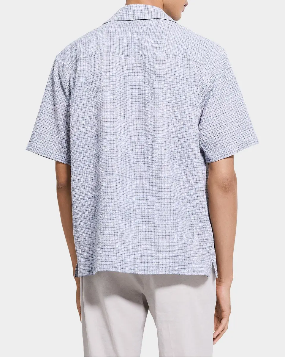 Theory Men's Textured Cotton Crosshatch Short-Sleeve Shirt | Thumbnail 3 Theory Men's Textured Cotton Crosshatch Short-Sleeve Shirt | Thumbnail 3