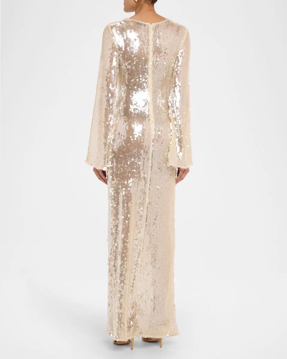 Lapointe Sequined Mesh Long-Sleeve Maxi Dress | Thumbnail 3
