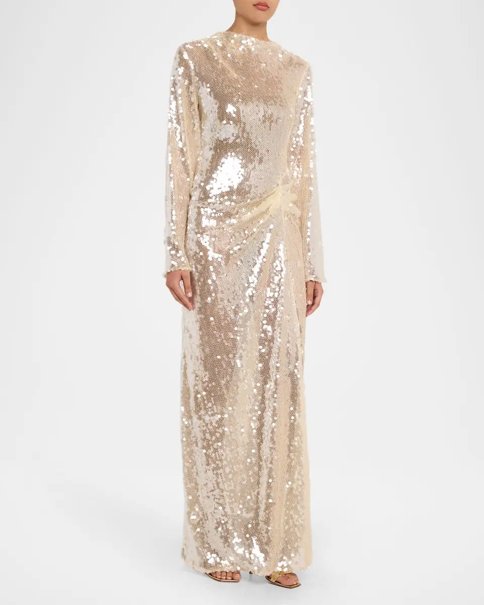 Lapointe Sequined Mesh Long-Sleeve Maxi Dress | Thumbnail 4