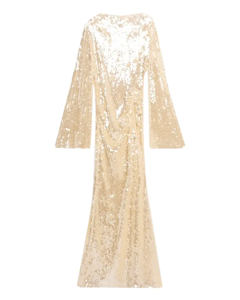 Lapointe Sequined Mesh Long-Sleeve Maxi Dress | Image 1 Lapointe Sequined Mesh Long-Sleeve Maxi Dress | Image 1