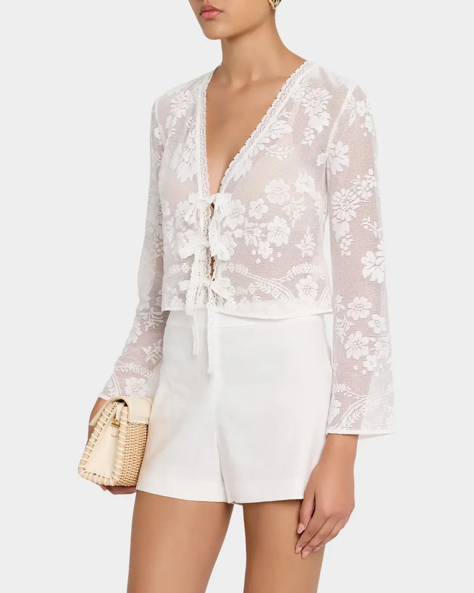 LoveShackFancy Stacellea Floral Tie-Front Top | Thumbnail 4 LoveShackFancy Stacellea Floral Tie-Front Top | Thumbnail 4