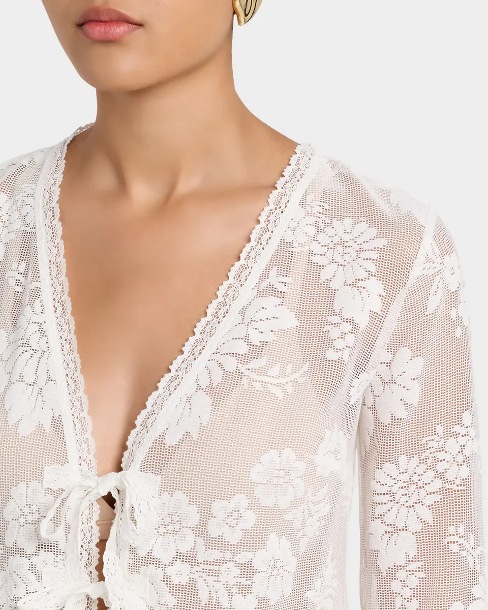 LoveShackFancy Stacellea Floral Tie-Front Top | Thumbnail 5 LoveShackFancy Stacellea Floral Tie-Front Top | Thumbnail 5