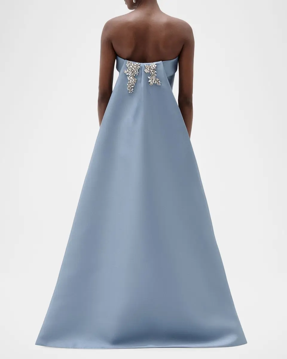 Amsale Strapless Column Gown with Detachable Cape | Thumbnail 3 Amsale Strapless Column Gown with Detachable Cape | Thumbnail 3