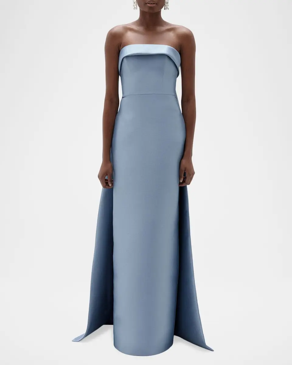 Amsale Strapless Column Gown with Detachable Cape | Thumbnail 4 Amsale Strapless Column Gown with Detachable Cape | Thumbnail 4