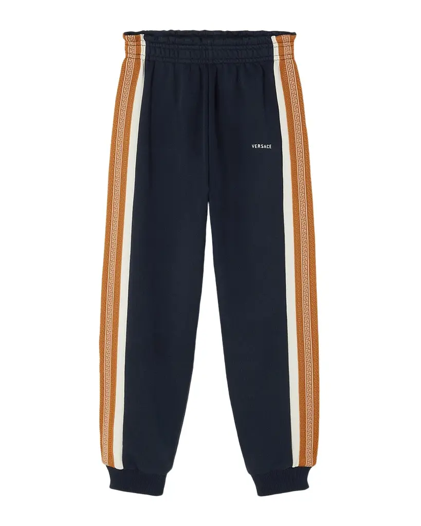 Versace Boy's Greca-Stripe Cotton Fleece Sweatpants, Size 4-14 | Image 1 Versace Boy's Greca-Stripe Cotton Fleece Sweatpants, Size 4-14 | Image 1