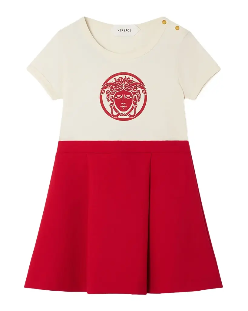 Versace Girl's Medusa Milano-Stretch T-Shirt Dress, Size 1M-3 | Image 1 Versace Girl's Medusa Milano-Stretch T-Shirt Dress, Size 1M-3 | Image 1