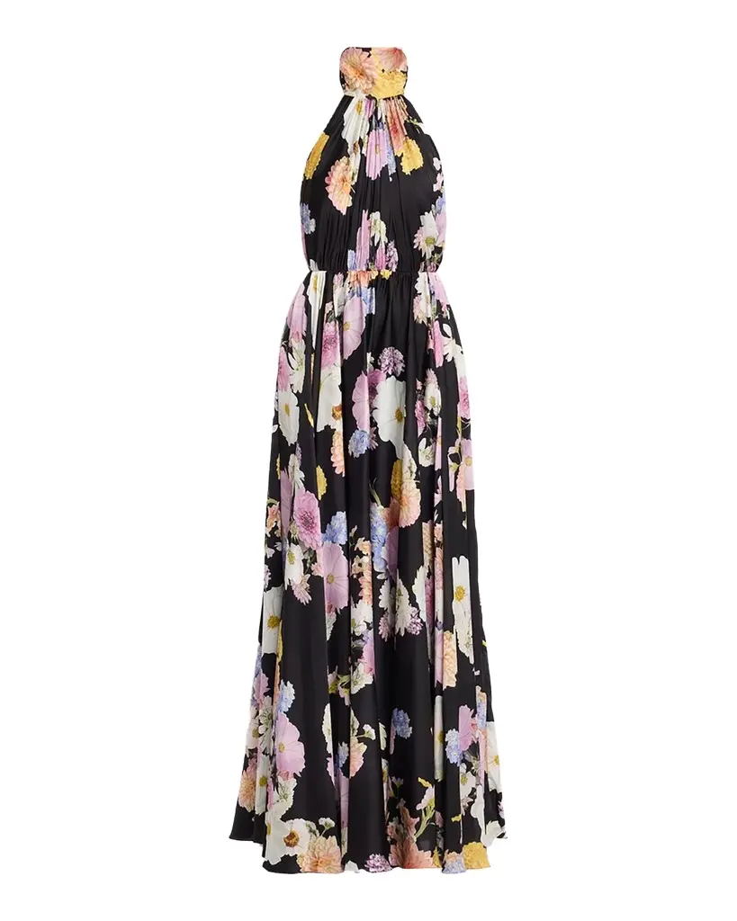 As It May Eli Floral-Print Satin Halter Gown | Image 1 As It May Eli Floral-Print Satin Halter Gown | Image 1