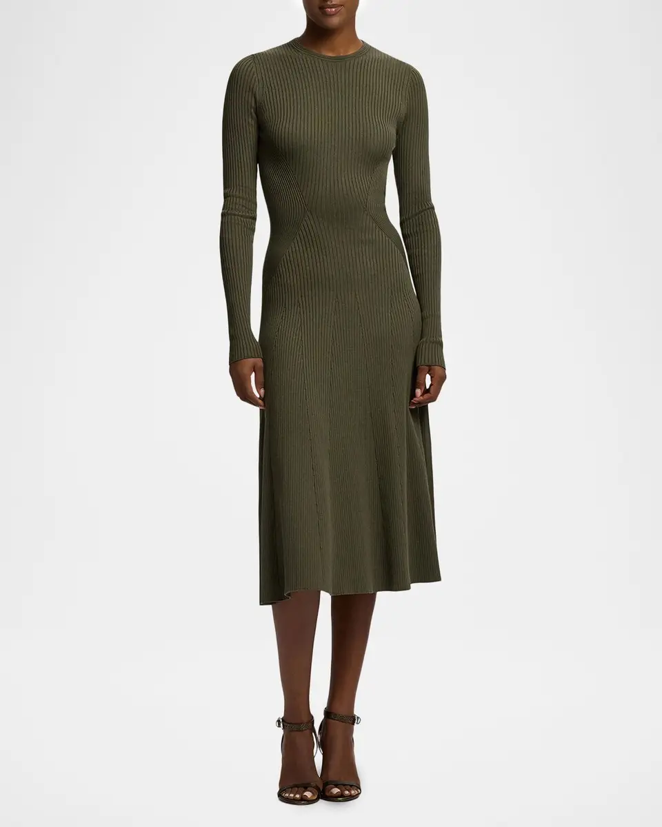 Ralph Lauren Collection Parson Rib-Knit Silk-Blend Day Dress | Thumbnail 2