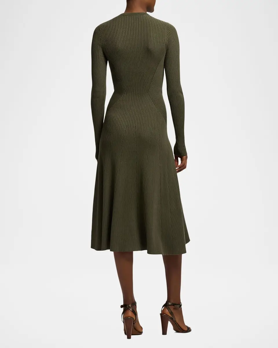 Ralph Lauren Collection Parson Rib-Knit Silk-Blend Day Dress | Thumbnail 3