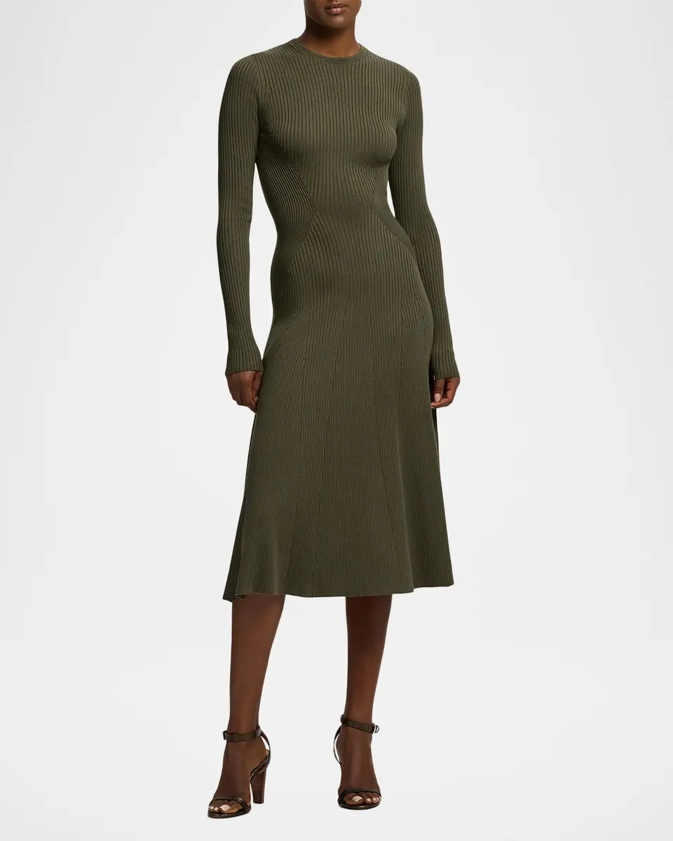 Ralph Lauren Collection Parson Rib-Knit Silk-Blend Day Dress | Thumbnail 4