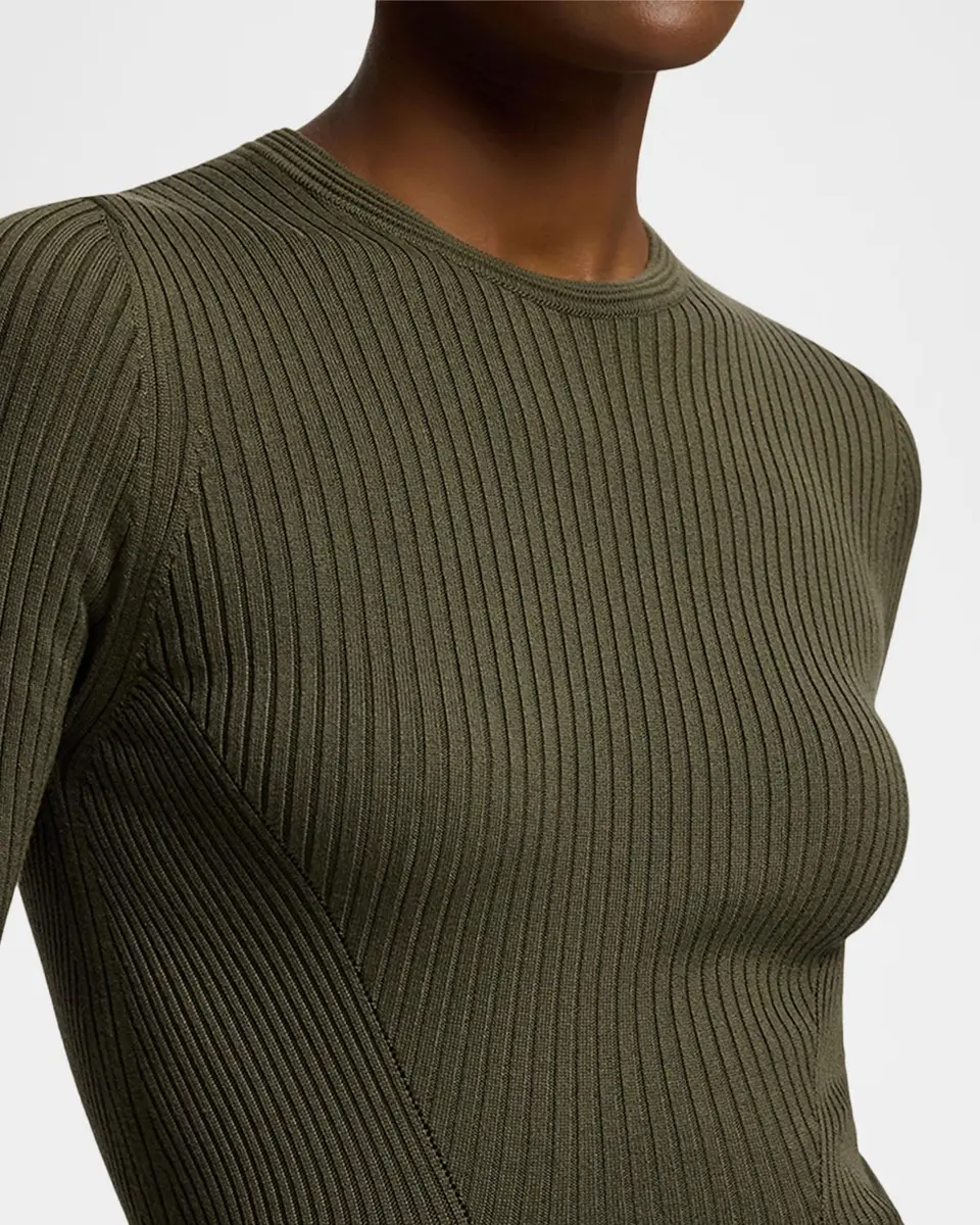 Ralph Lauren Collection Parson Rib-Knit Silk-Blend Day Dress | Thumbnail 5