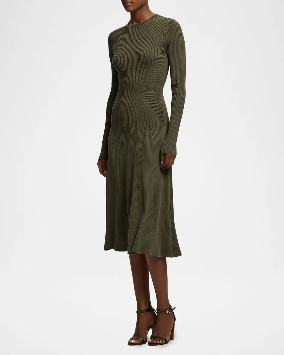 Ralph Lauren Collection Parson Rib-Knit Silk-Blend Day Dress | Thumbnail 6