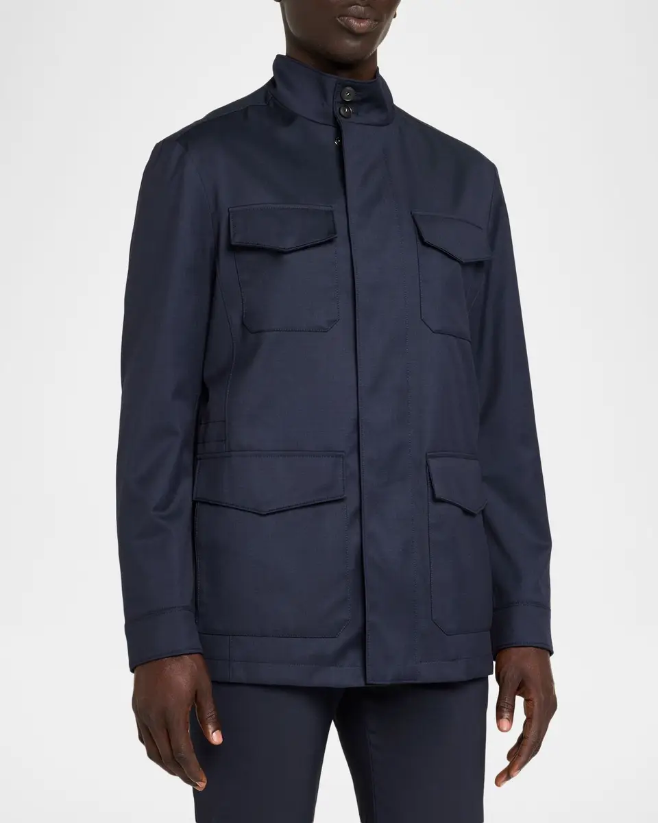 Canali Men's Flap Pocket Full-Zip Field Jacket | Thumbnail 4