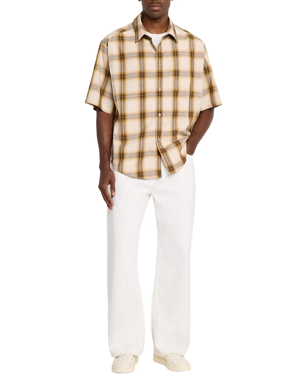 AMI PARIS Men's Ami De Coeur Boxy-Fit Plaid Short-Sleeve Shirt